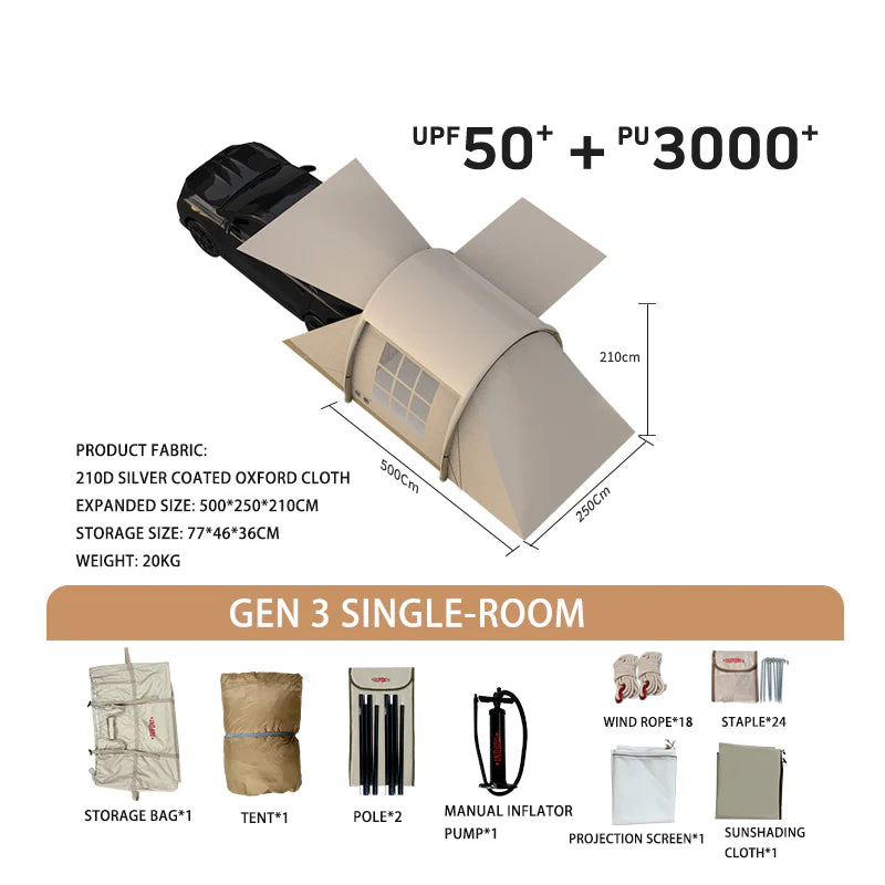 MKCAMP™ Tesla / SUV Camping One Room Oxford Zelt (verbesserte 3. Generation)