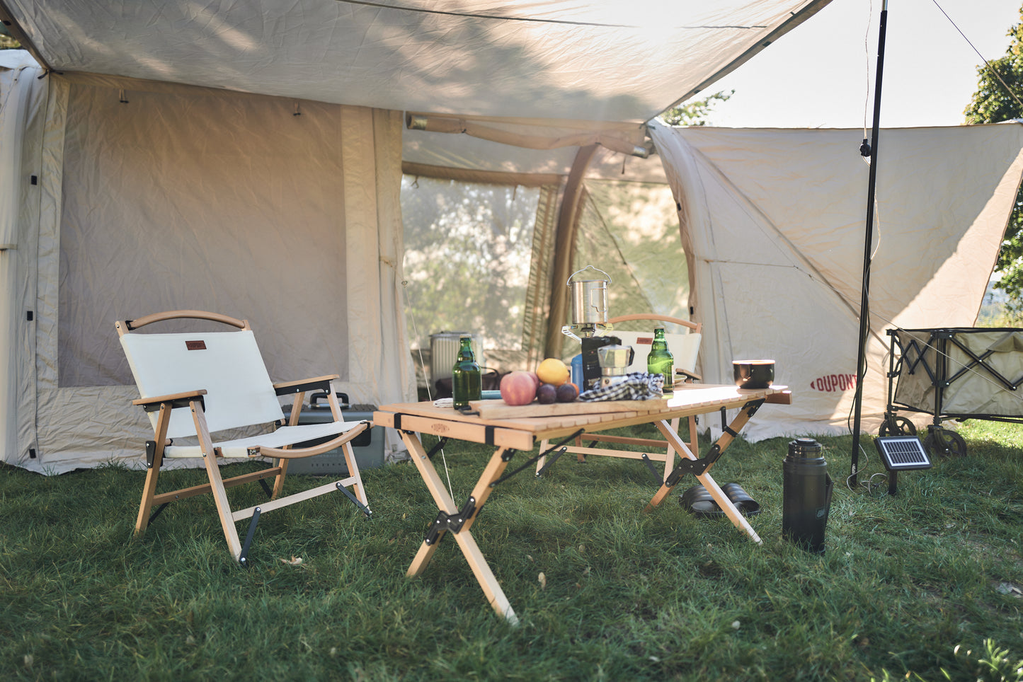 MKCAMP™ Camping Stuhl aus Massivholz Outdoor