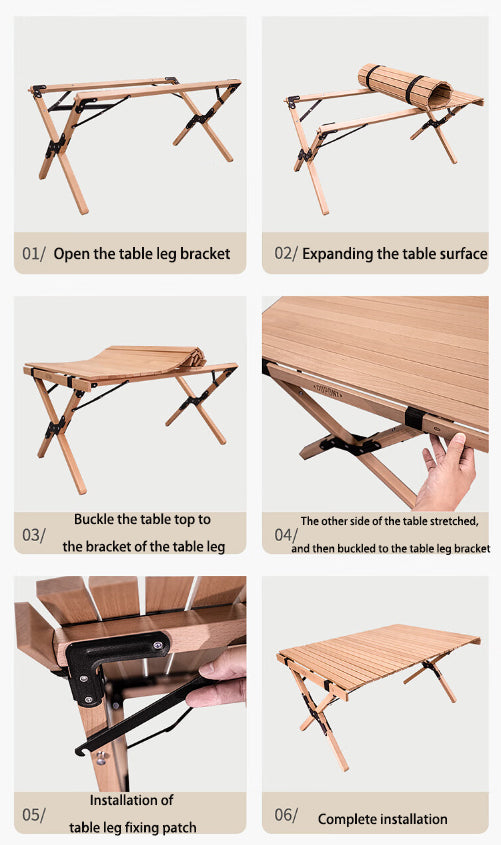 MKCAMP™ foldable solid wood outdoor camping table